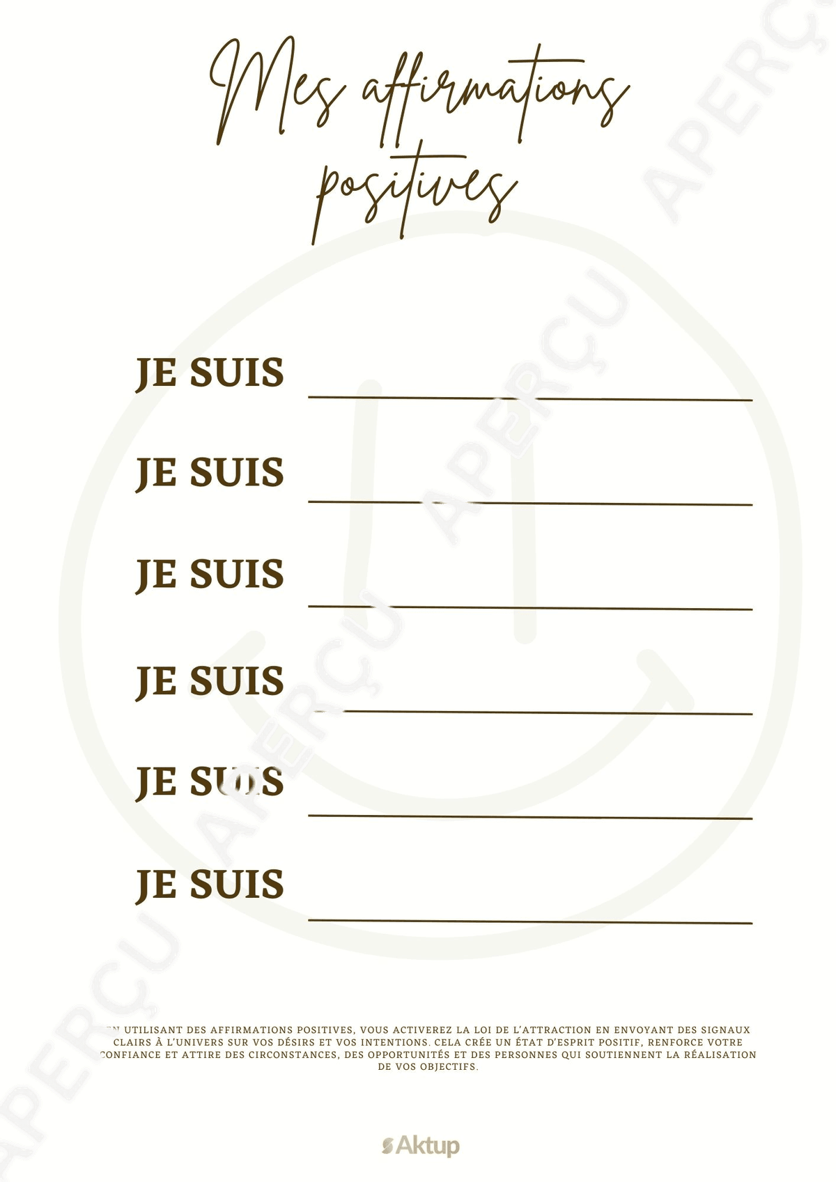 Aperçu du PDF Affirmations positives