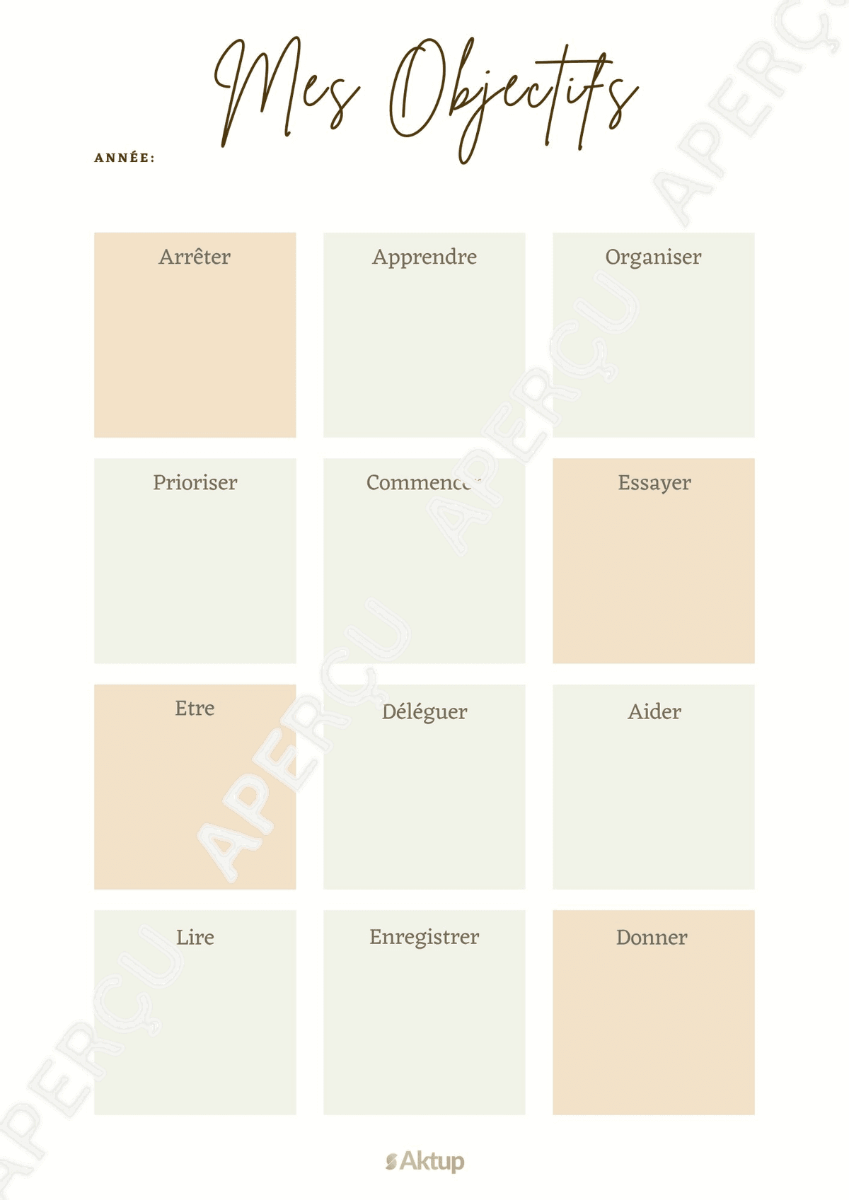 Aperçu du PDF Mes Objectifs