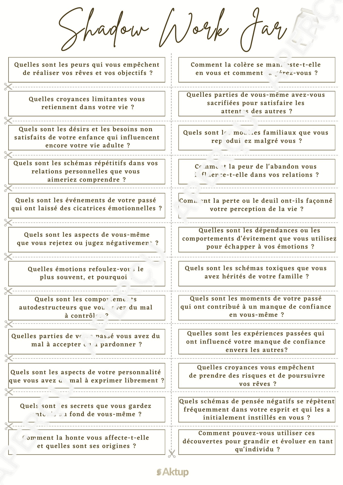 Aperçu du PDF Shadow Work Jar