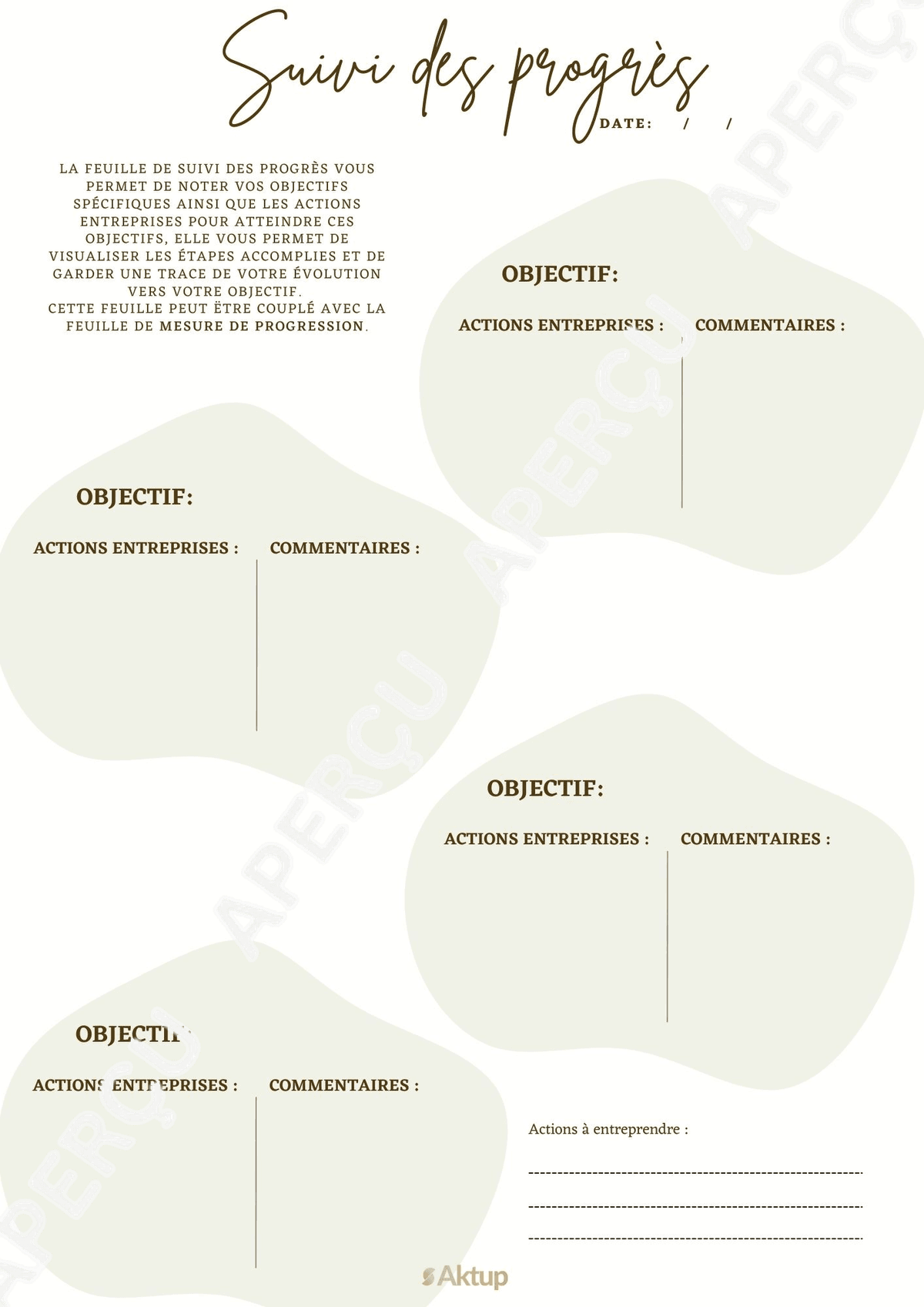 Aperçu du PDF Feuille de suivi des progrès