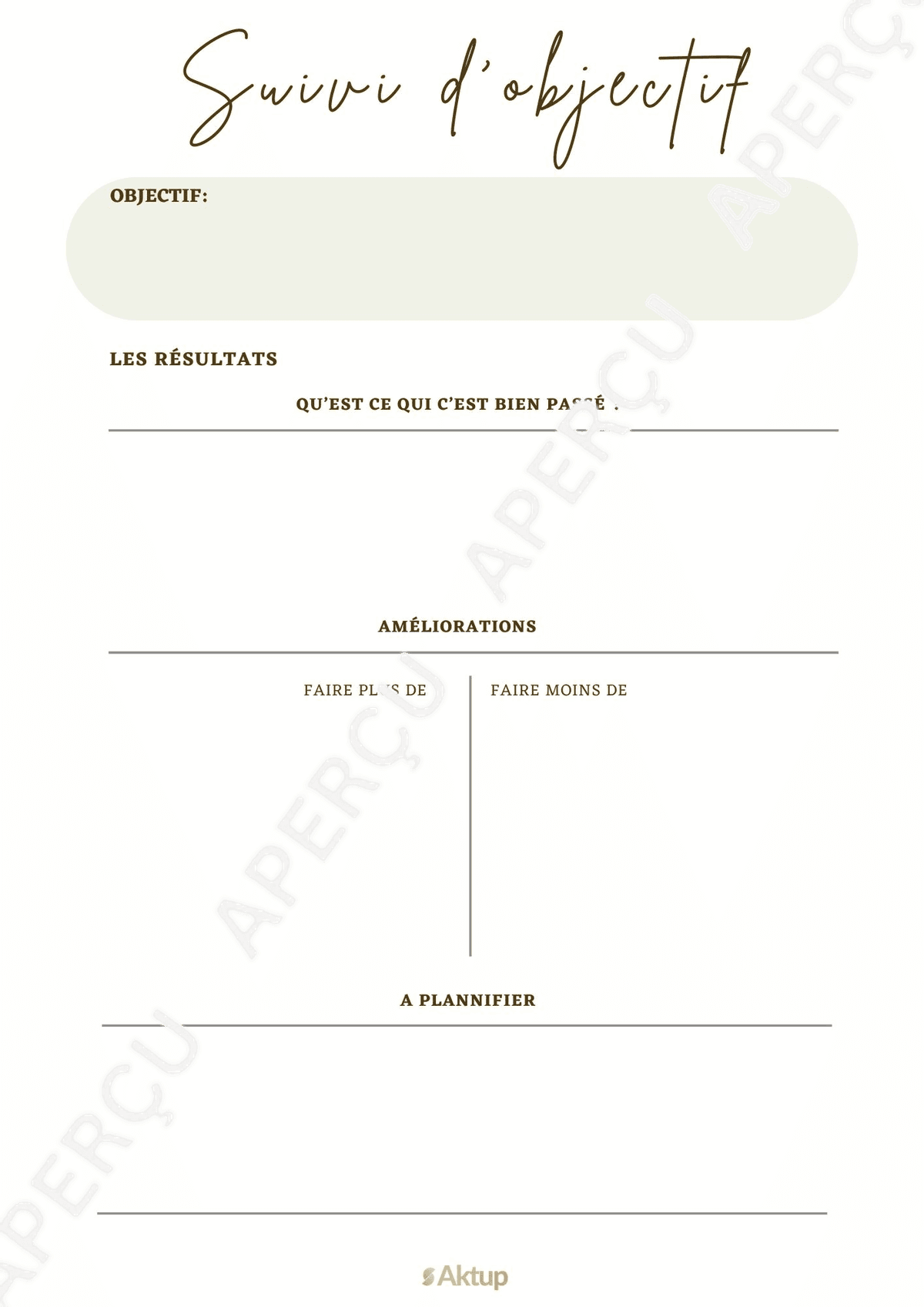 Aperçu du PDF Suivi d'objectif