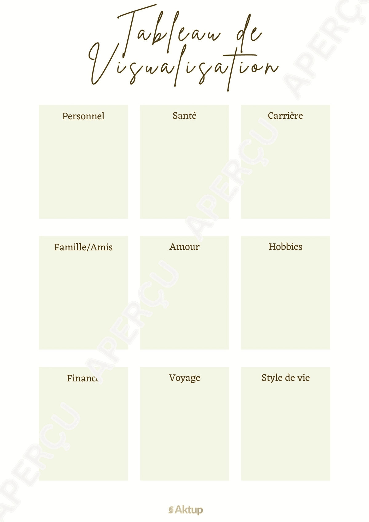 Aperçu du PDF Tableau de visualisation