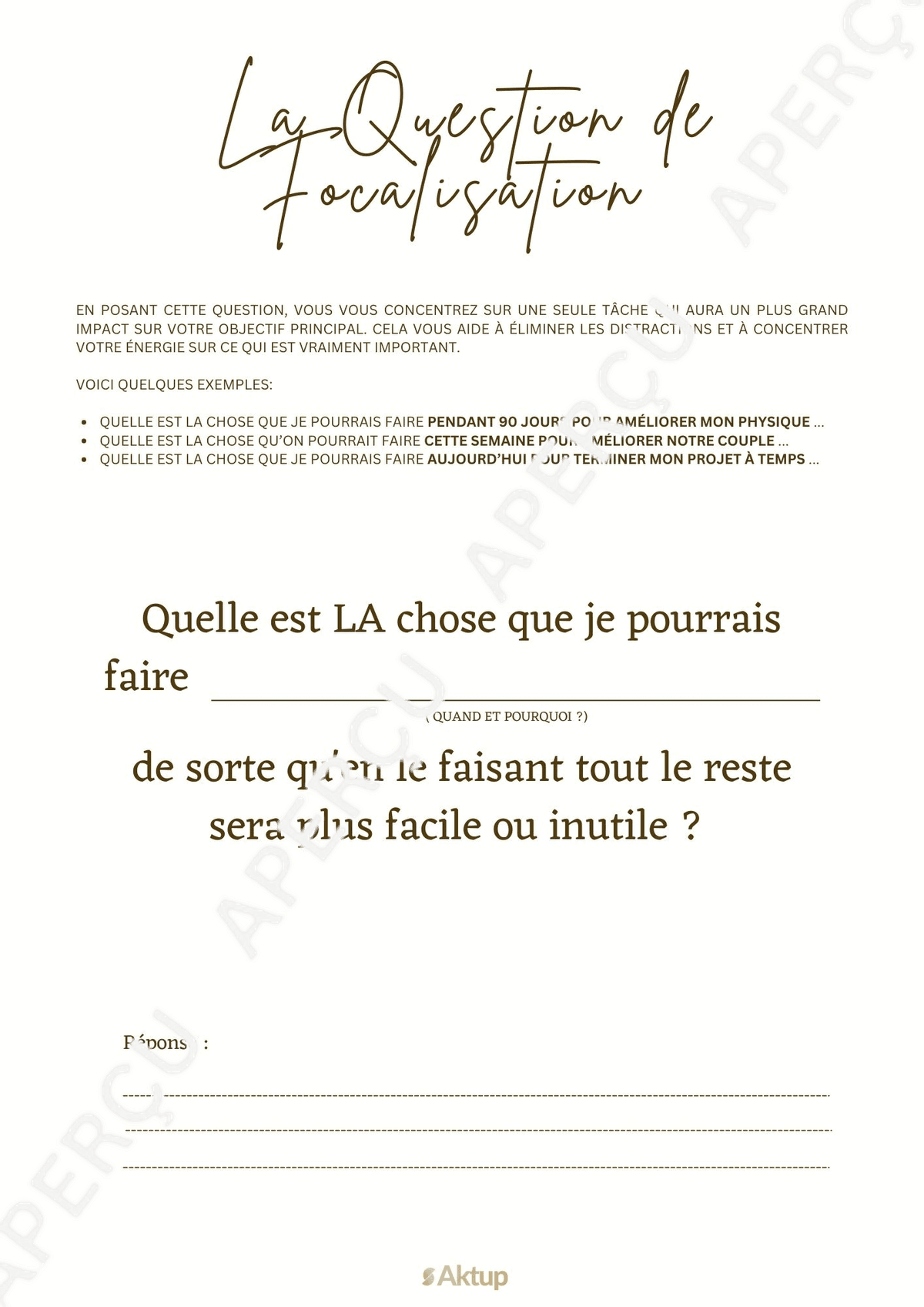 Aperçu du PDF Définir mon focus