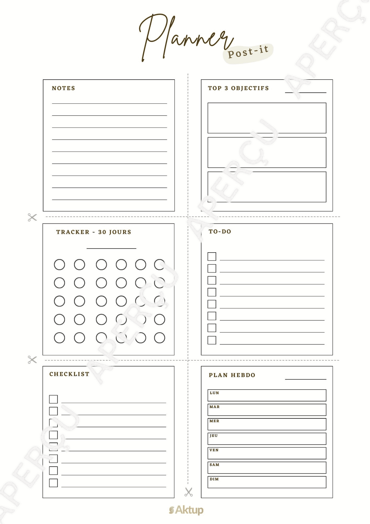 Aperçu du PDF Planner 3x3